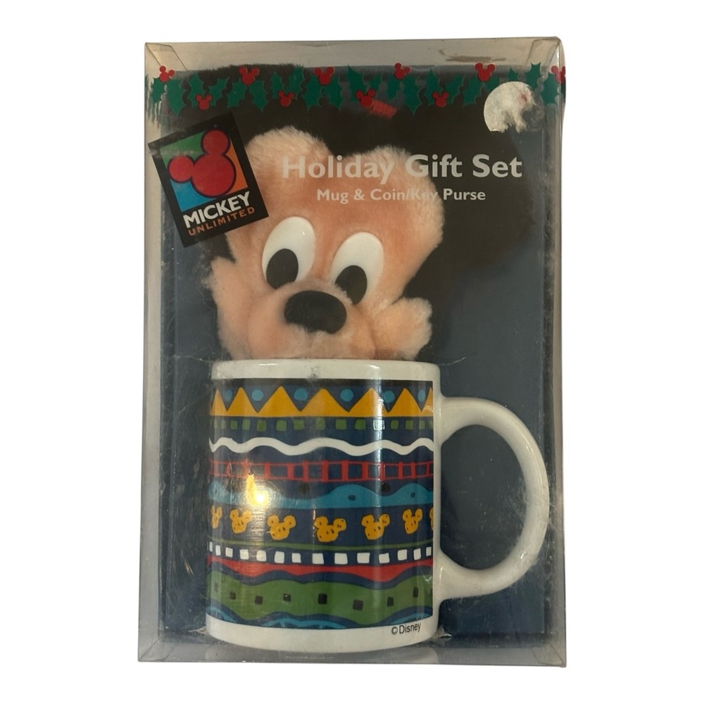 Disney Mickey Vintage Unlimited Holiday Mug and Coin Purse Set - NIB
